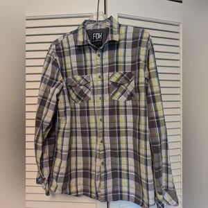 Fox Racing Shirt Mens Size Large Multicolor Plaid Long Sleeve Button Up Cotton